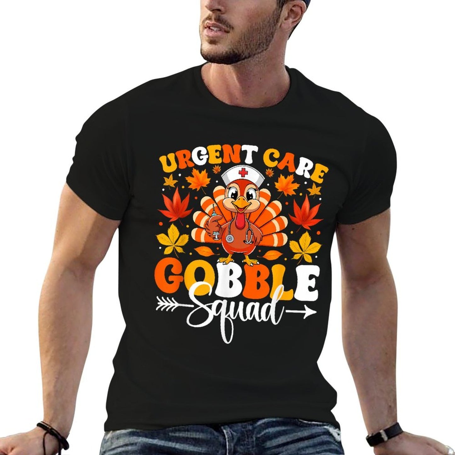 Urgent Care Nurse Gobble Squad Funny Thanksgiving Doctor  Polyester Blend T-Shirt