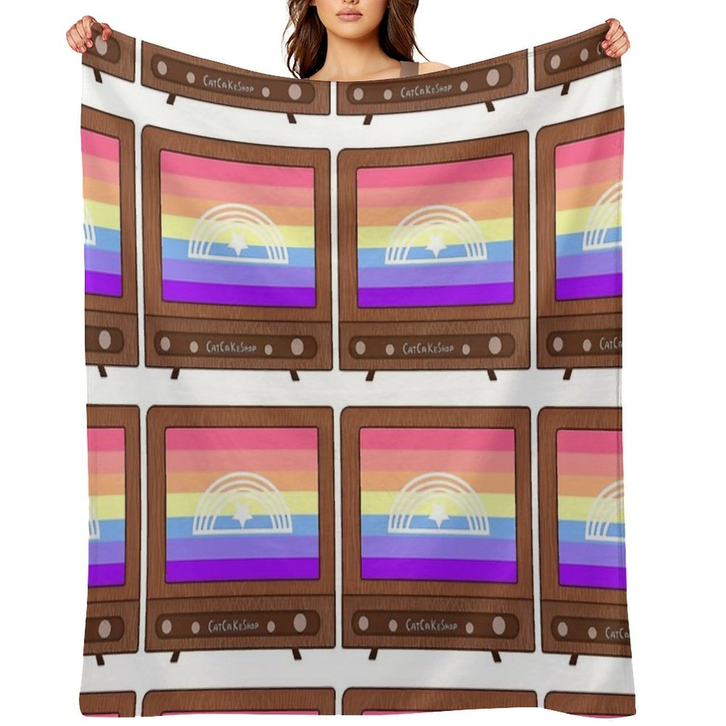 TV Glowing in Xenogender Colors Versatility Throw Blanket