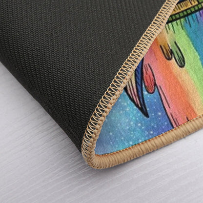 Rainbow UFO in Space  Repositionable Bath Mat
