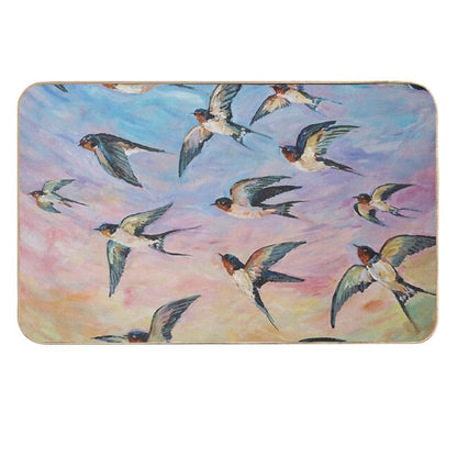 Barn Swallows Acrylic Painting  Stain-Proof Bath Mat