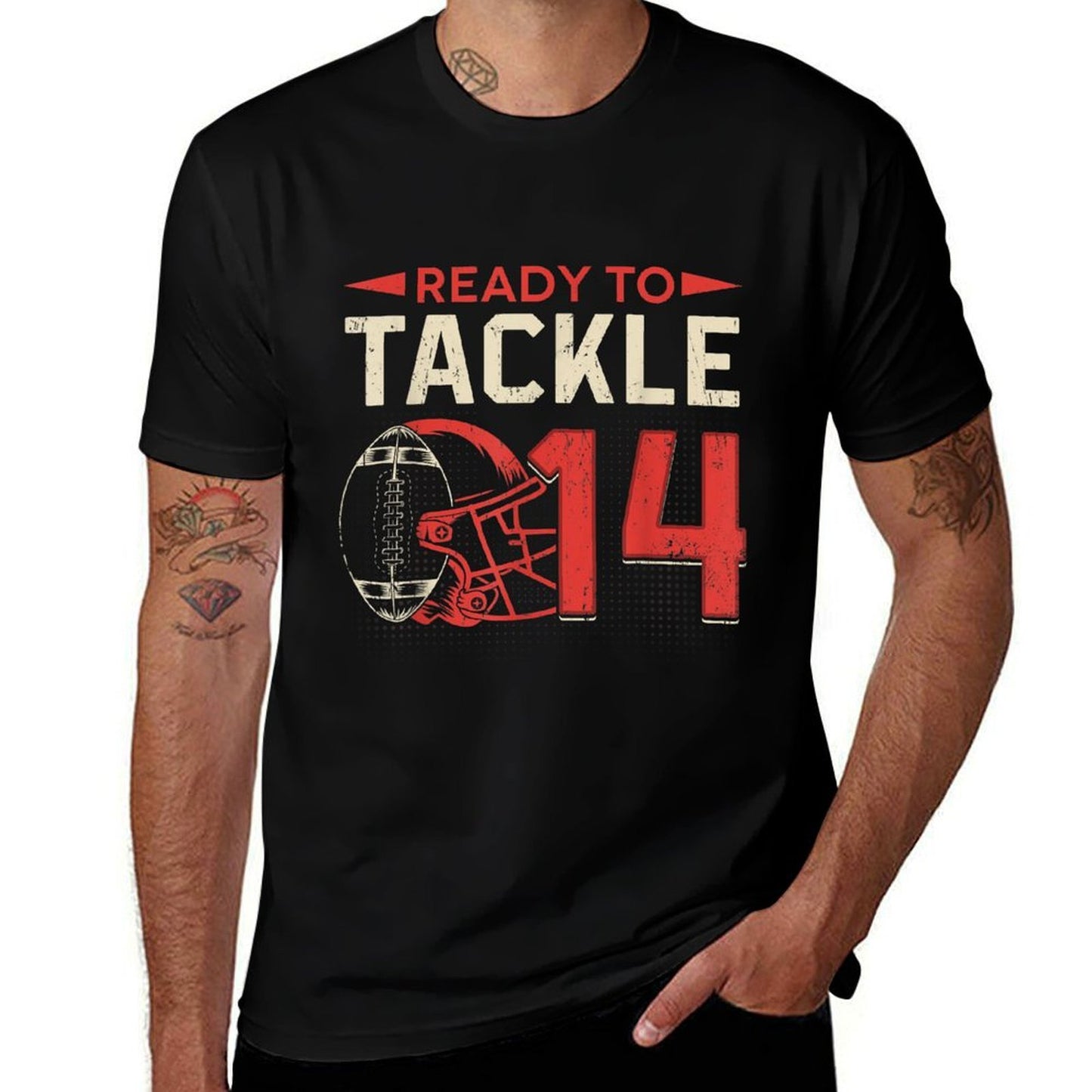 Ready To Tackle 14 American Football It's My 14th Birthday  Eco-friendly Material T-Shirt