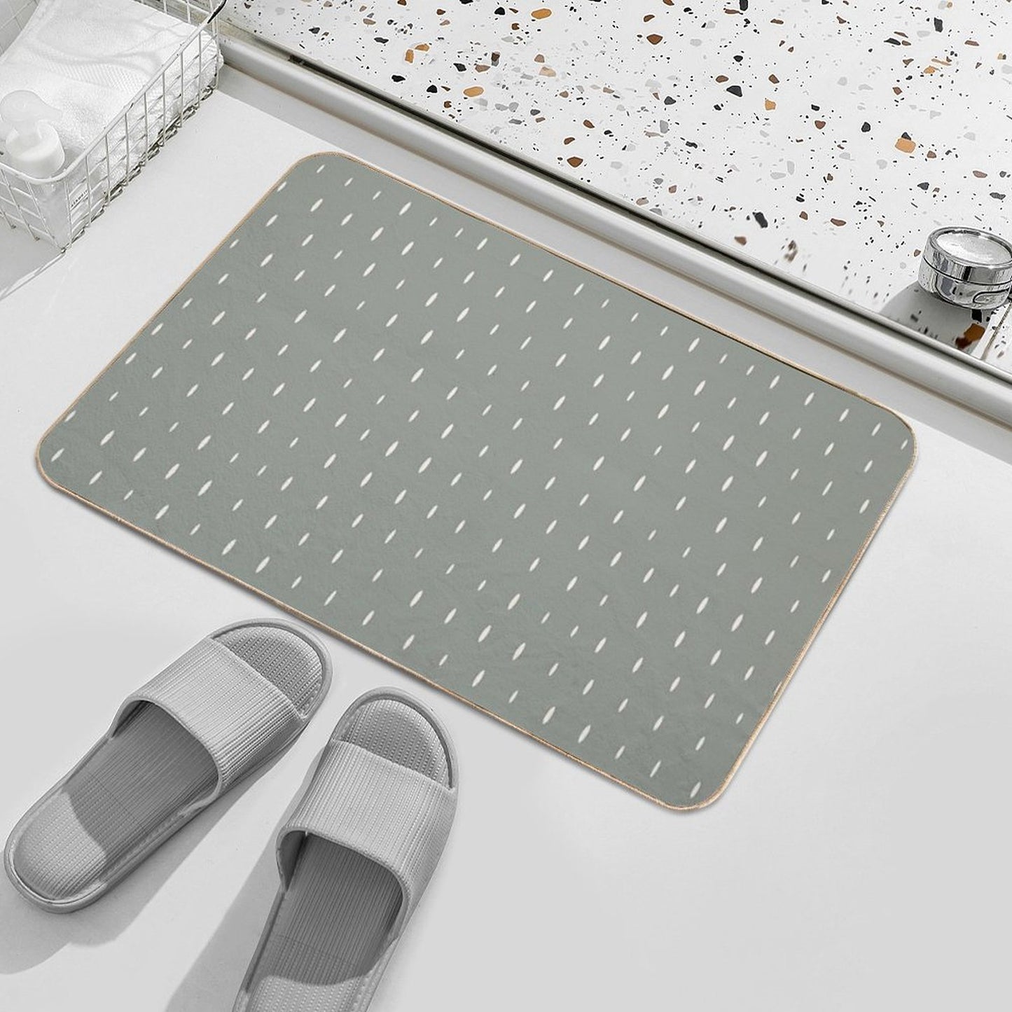 Little Lines Green  Fade-Resistant Bath Mat