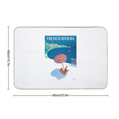 1954 French Riviera Travel Poster  Eco-Friendly Bath Mat
