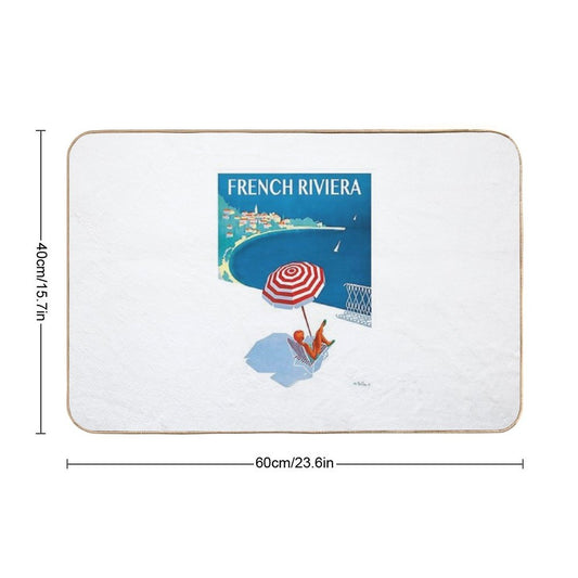 1954 French Riviera Travel Poster  Eco-Friendly Bath Mat