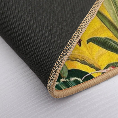 Vintage Yellow Tropical Bird Jungle Botanical Garden Nightgarden  Long-Lasting Bath Mat