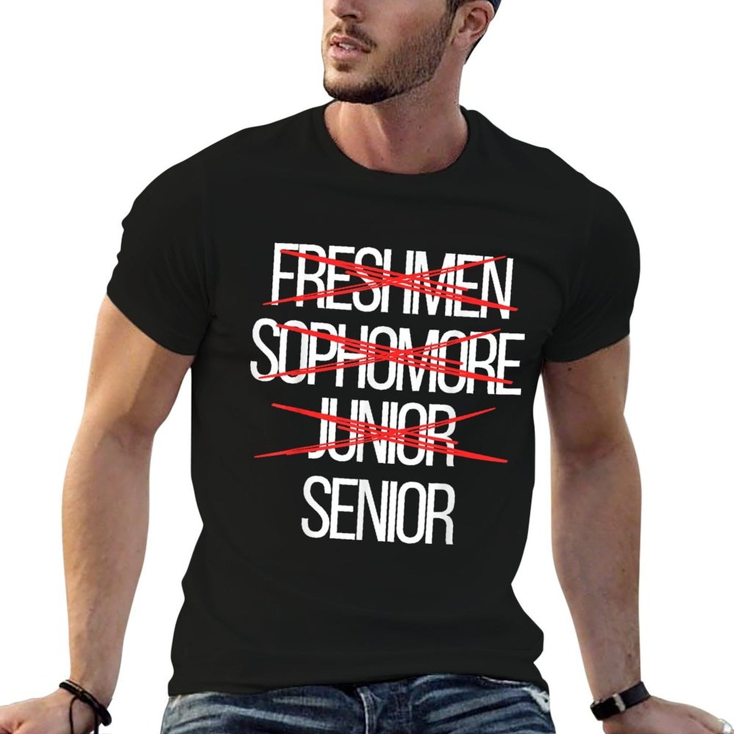 Funny High School College Senior Year Level Complete  High-quality Stitching T-Shirt