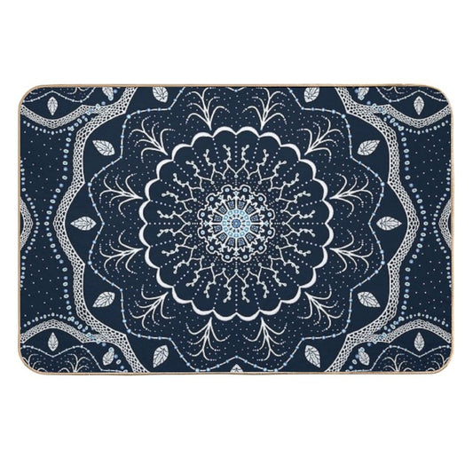 Black White Blue Mandala  High-Traffic Bath Mat