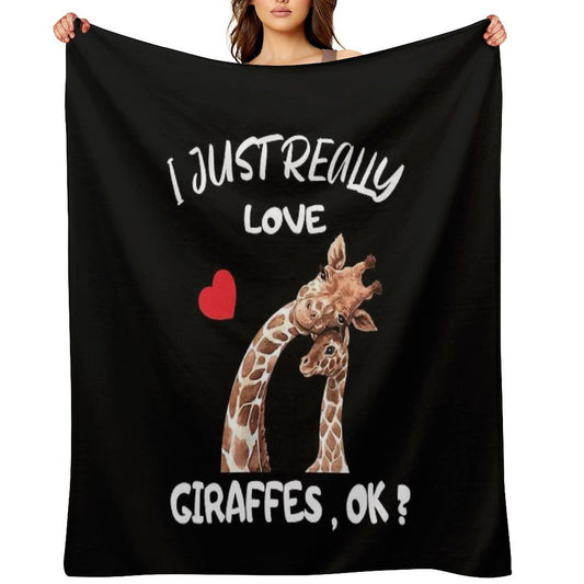 I Just Really Love Giraffes Premium Throw Blanket