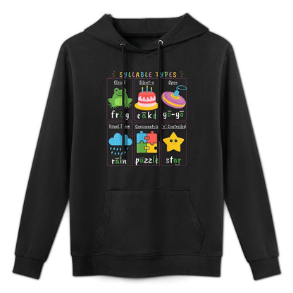Reading Teacher Syllable Types Phonics Phonemic Awareness All-Day Comfort Hoodie