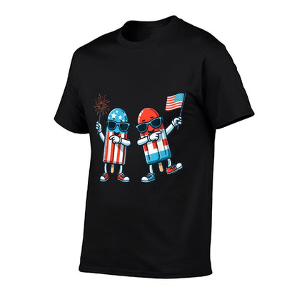 Cute Popsicle American 4th of July Patriotic Summer Boy  Cotton T-Shirt