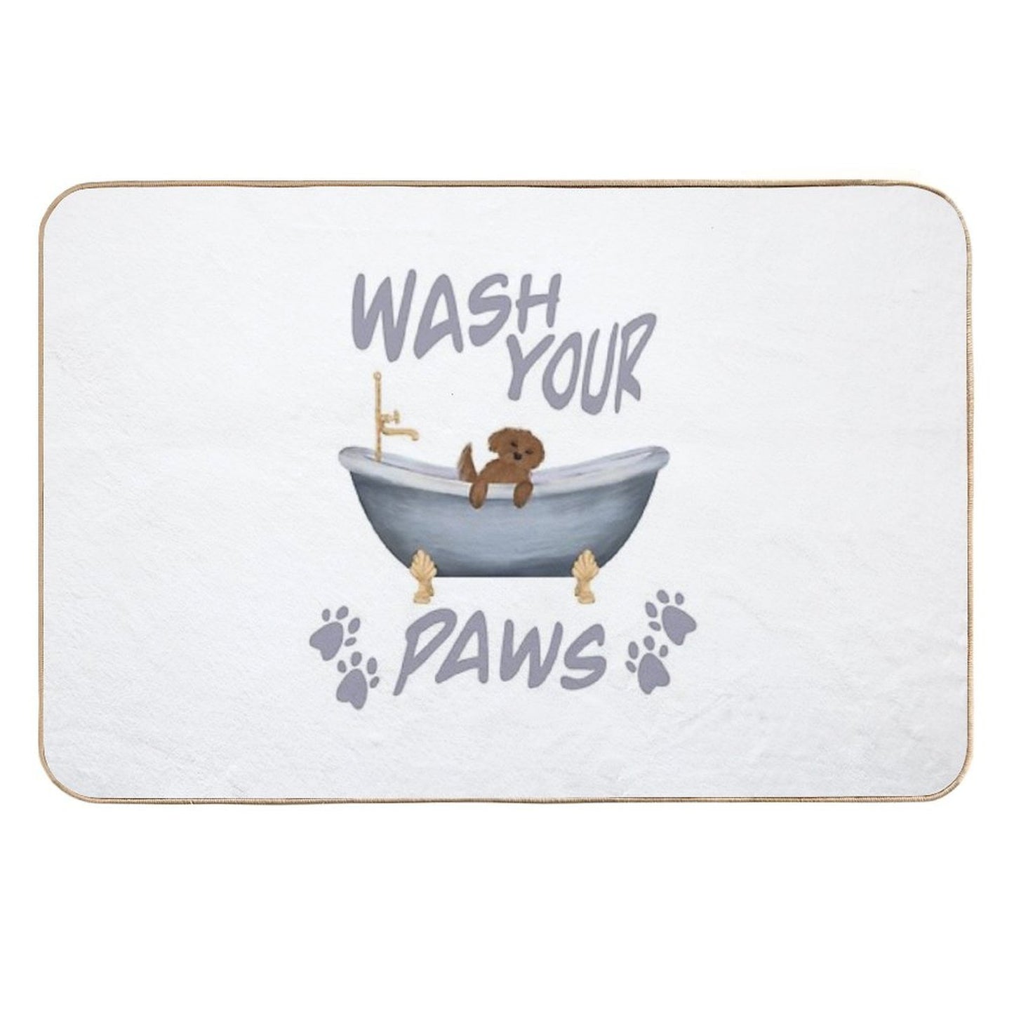 Wash Your Paws (Goldendoodle)  Easy Maintenance Bath Mat