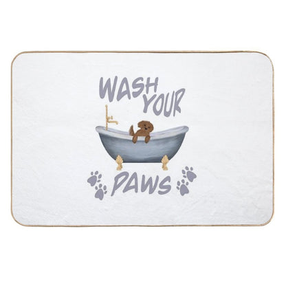 Wash Your Paws (Goldendoodle)  Easy Maintenance Bath Mat