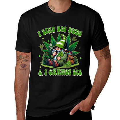 Cannabis Weed Gnome Smoking I Like Big Buds  I Cannot Lie  Oversized Silhouette T-Shirt