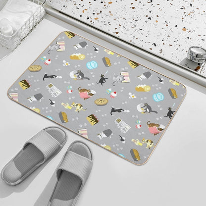 Cats Baking Cakes And Other Sweets, in Grey Durable Bath Mat