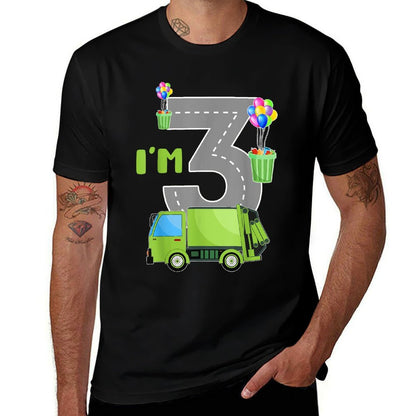 I'm 3 Years Old 3rd Birthday Garbage Truck Birthday Boy Kids  Fade-proof Color T-Shirt