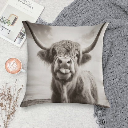 Cheeky Highland Cow Soft Warmth Comfort Throw Pillow