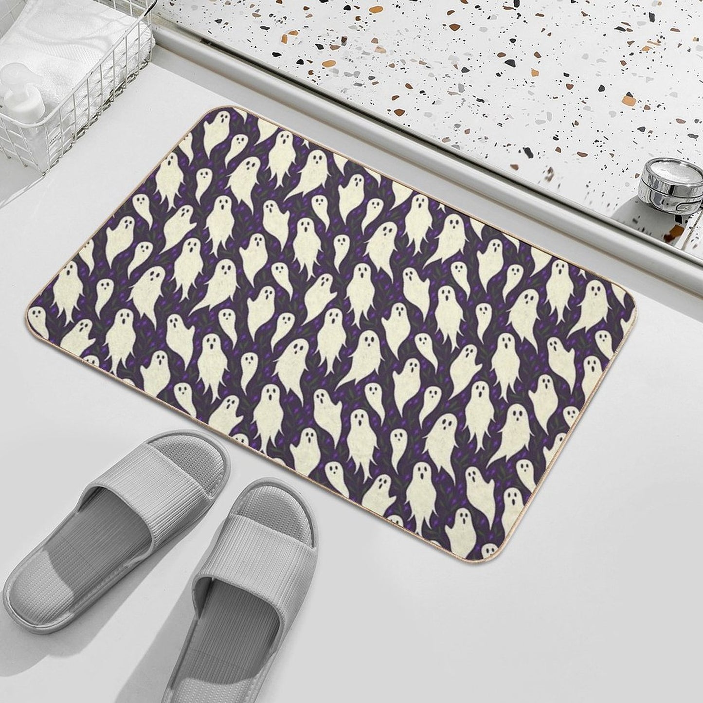 Ghosts - Halloween Repeating Pattern Durable Bath Mat