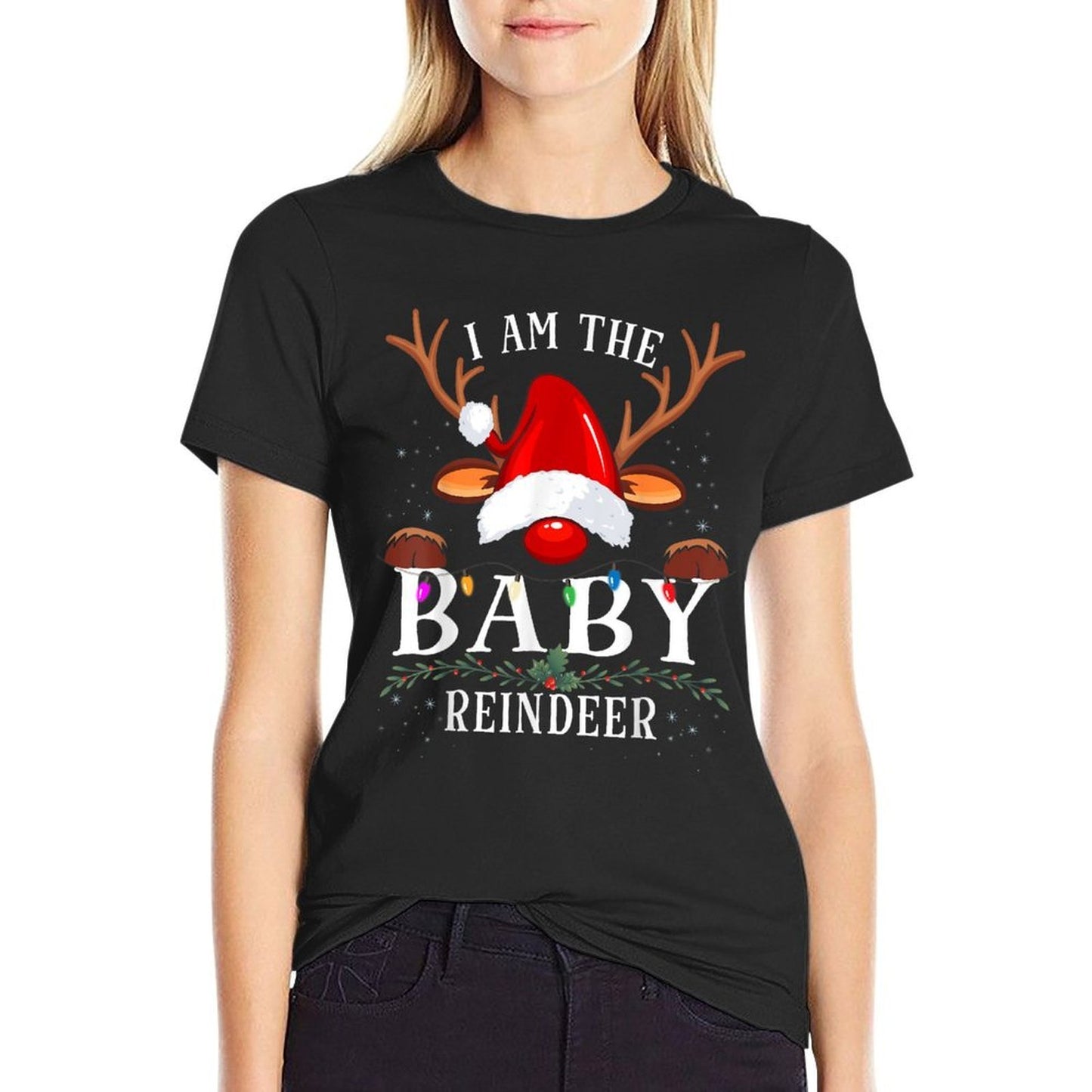 I Am The Baby Reindeer Christmas Family  Heathered Texture T-Shirt