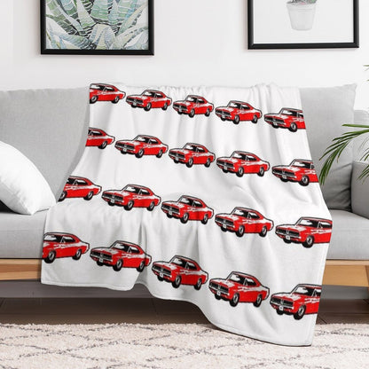 Red 1969 DC Muscle Car Wrinkle-free Throw Blanket
