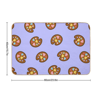 Heart Paint Palette Pattern on Lilac  Toxin-Free Bath Mat