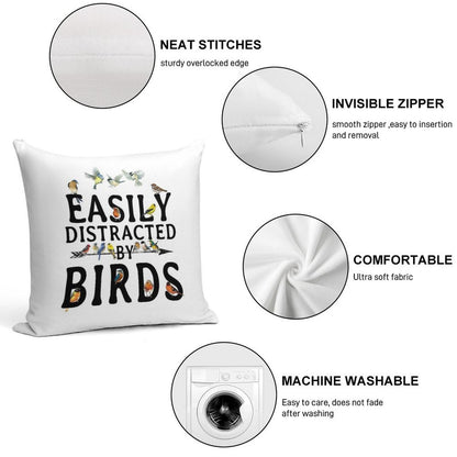 Easily Distracted by Birds Soft Bedroom Essential Throw Pillow