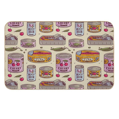 Vintage Canned Goods Pattern  Pet-Safe Bath Mat