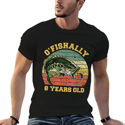 O'Fishally 8 Years Old Fishing Birthday Theme Party 8th  Wrinkle-resistant T-Shirt