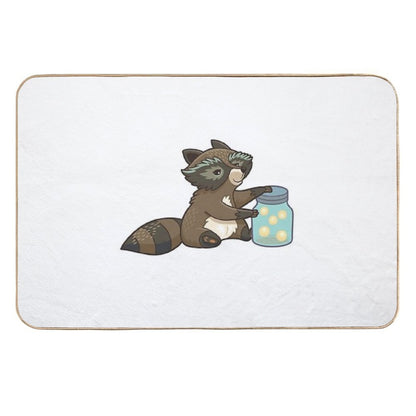 Funny Little Raccoon Collects Crickets  Easy Maintenance Bath Mat