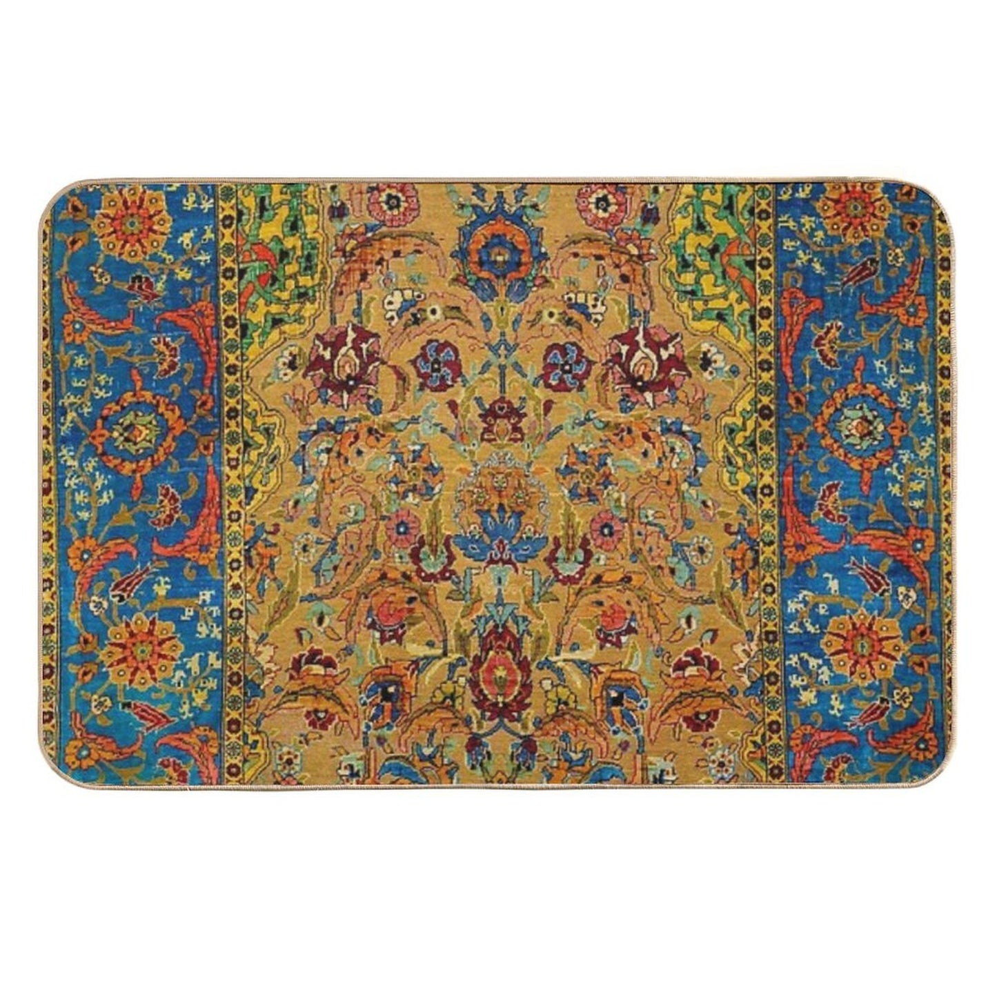 Hereke Vintage Persian Silk Rug Print  Absorbent Bath Mat
