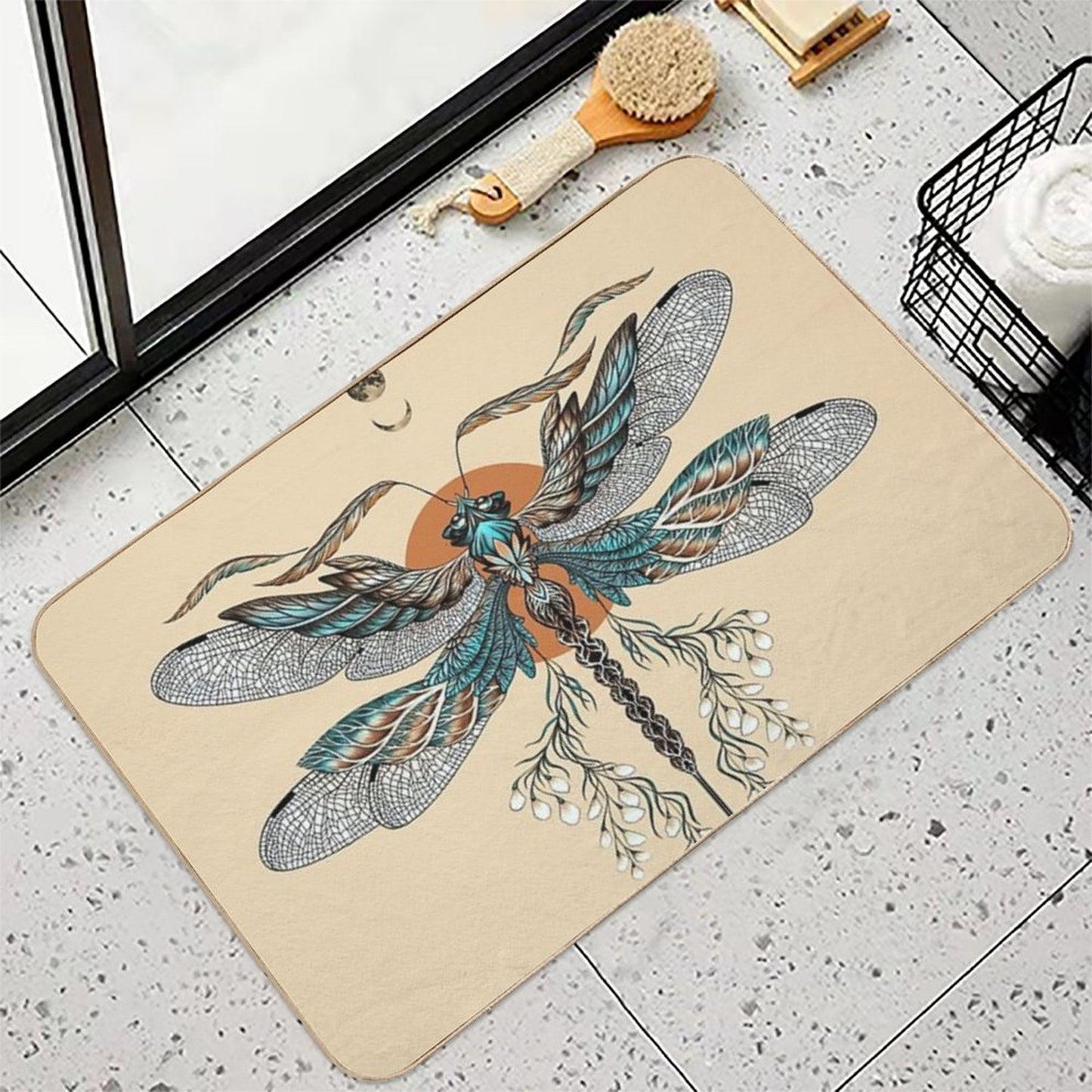 Dragon Fly Tattoo  Easy To Clean Bath Mat