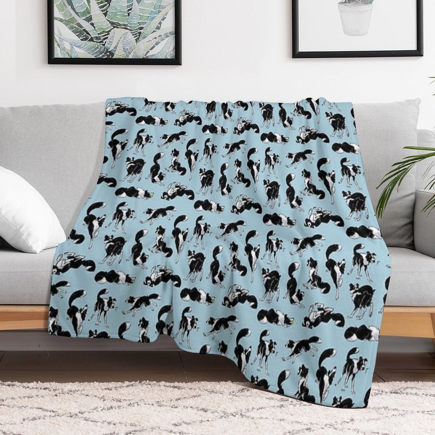 Border Collie Easy Care Throw Blanket