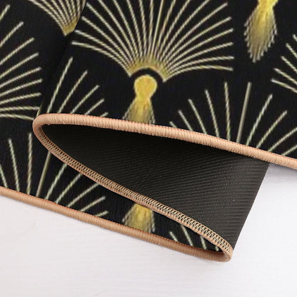 Vintage Hollywood Elegant Golden And Black Art Deco  Pet-Safe Bath Mat