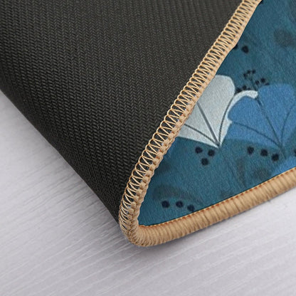 Monochromatic Botanical Patten  Blue  Yellow  Floral  Botanical Garden  Stain-Proof Bath Mat