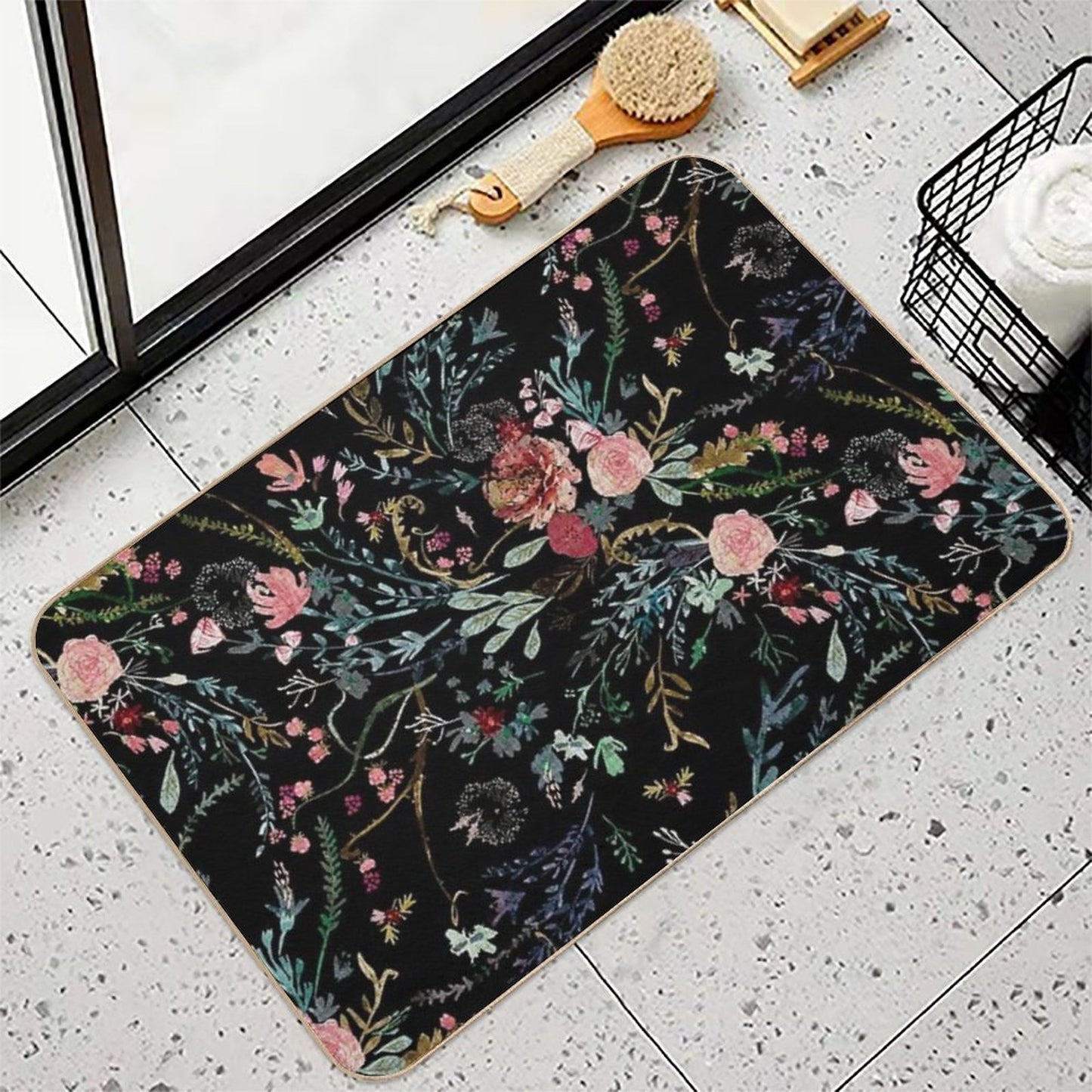 Midnight Floral  Stain-Proof Bath Mat