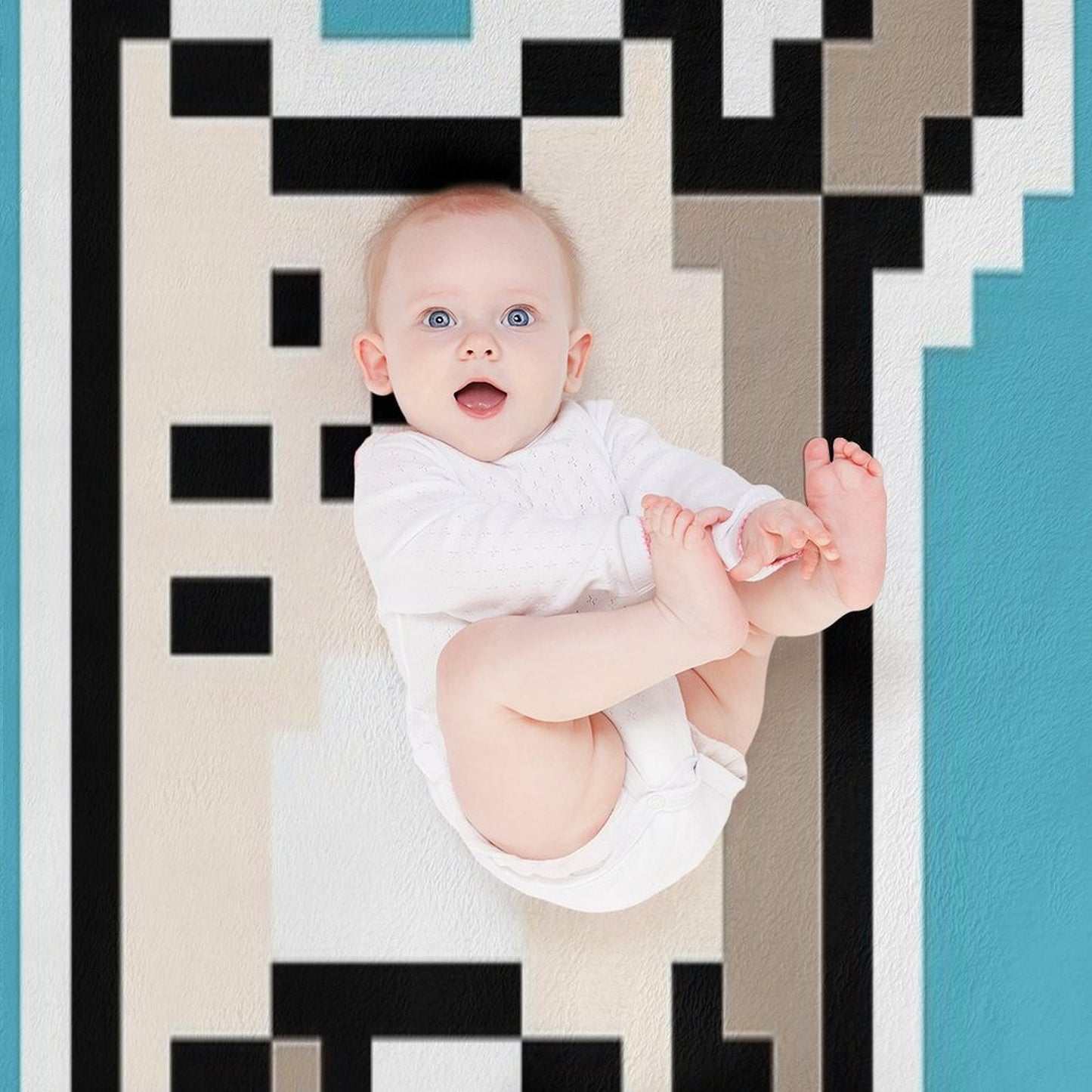 White Pixel-Cat Easy Care Throw Blanket