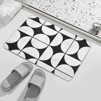 Mid-Century Modern Pattern No.2 - Black And White Concrete  Non-Slip Bath Mat