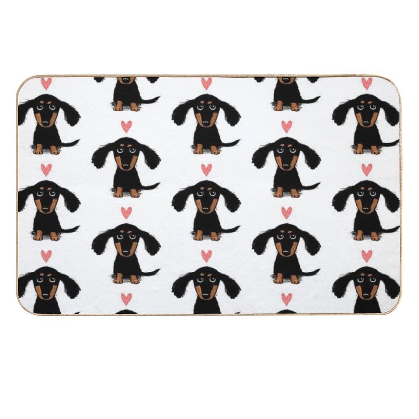 Dachshund Puppy Love  Cute Black And Tan Wiener Dog with Heart  High-Traffic Bath Mat