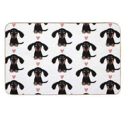Dachshund Puppy Love  Cute Black And Tan Wiener Dog with Heart  High-Traffic Bath Mat