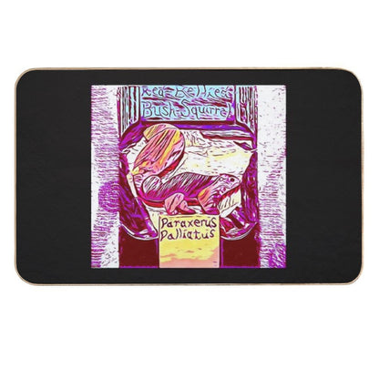 African Red Bellied Bush Squirrel Intarsia from Walnut And Cedar  Repositionable Bath Mat