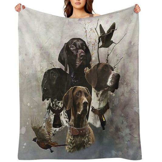 4 German Shorthaired Pointer Colors Sustainable Throw Blanket