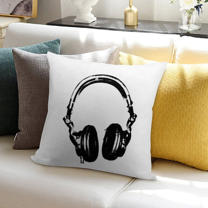 DJ Headphones Stencil Style Soft Easy Maintenance Throw Pillow