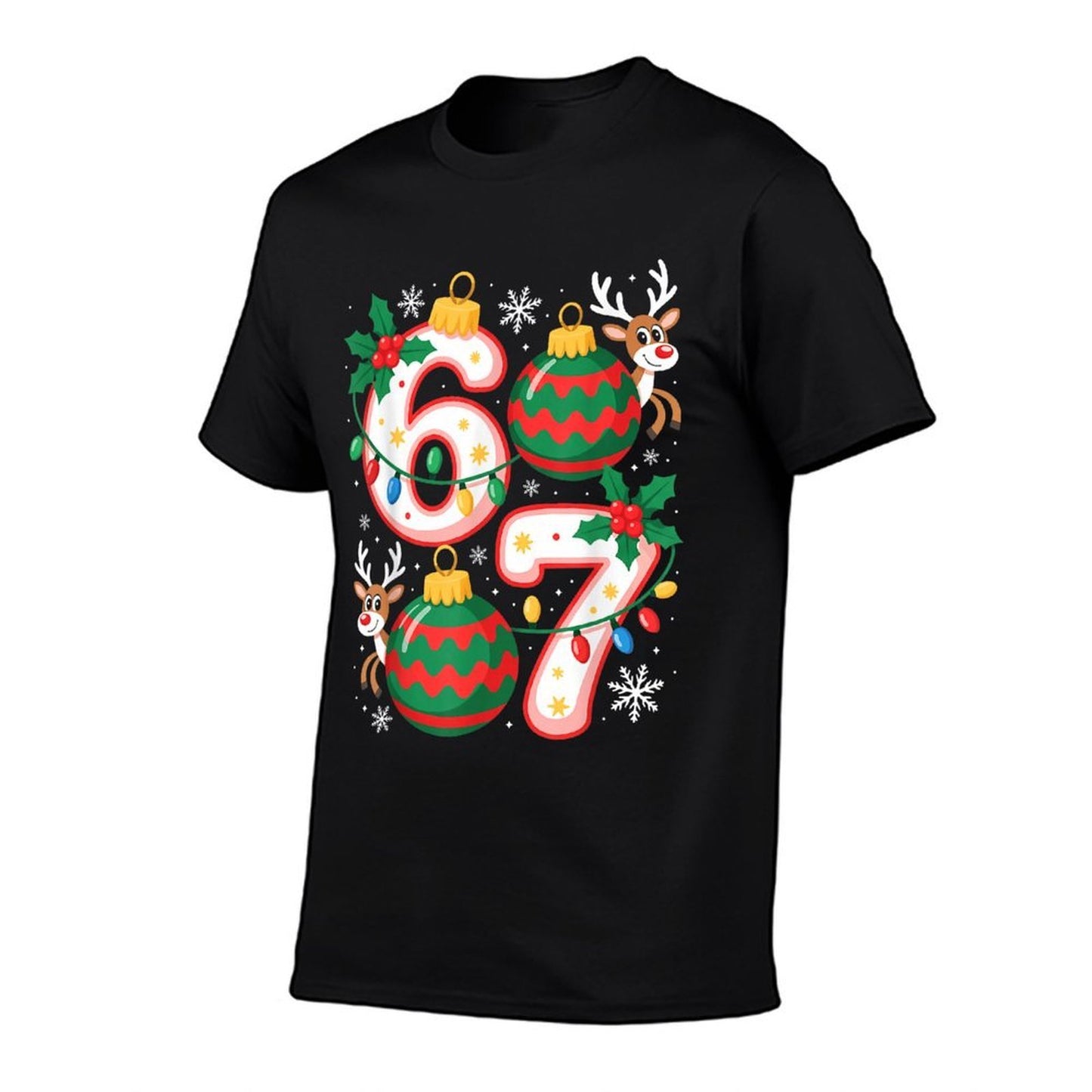 Funny Six Seven 67 Meme 6 7 Elf Santa Christmas Pajamas Kids  Ribbed Collar T-Shirt