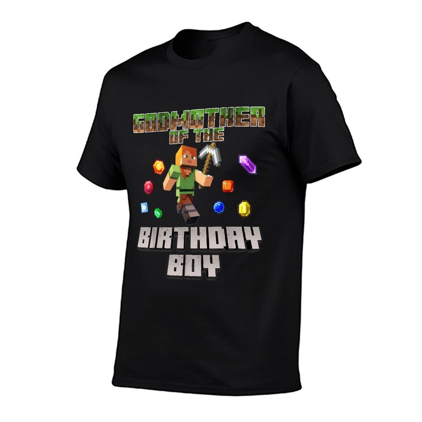 Godmother Of The Birthday Boy Video Gamer Pixel Number  Eco-friendly Material T-Shirt
