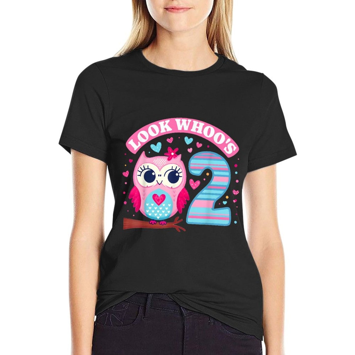 Look Whoo's 2 Year Old Girl Owl Birthday Party 2nd Birthday  Easy-care T-Shirt