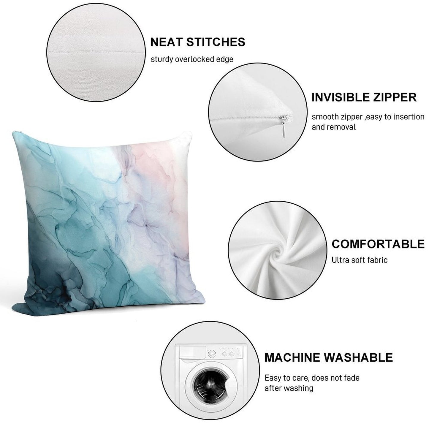 Beachy Pastel Flowing Ombre Abstract 1 Soft Skin-Friendly Throw Pillow