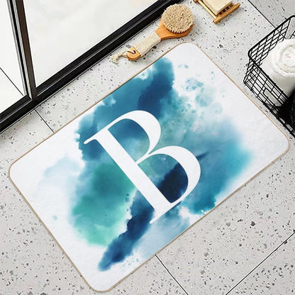 Blue Watercolour Monogram B Letter  Odorless Bath Mat