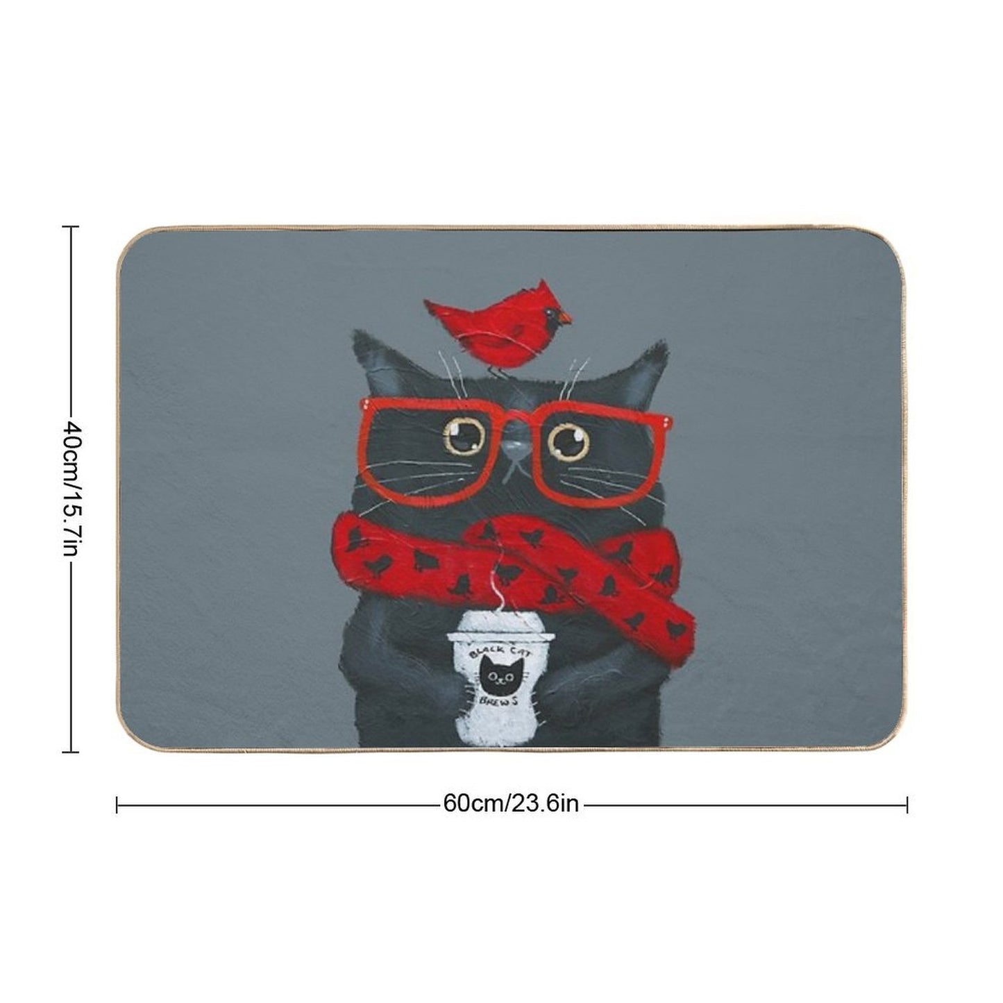 Morning Coffee With A Cardinal  Absorbent Bath Mat