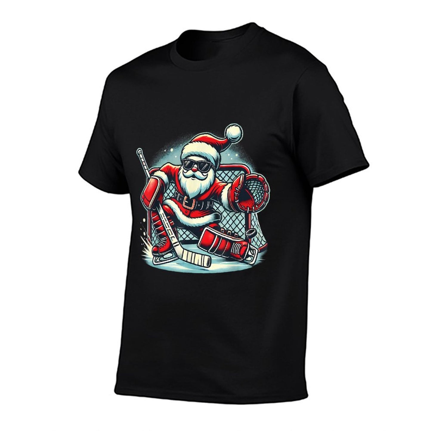 Funny Santa Playing Ice Hockey Lovers Boys Girls Christmas  Durable T-Shirt