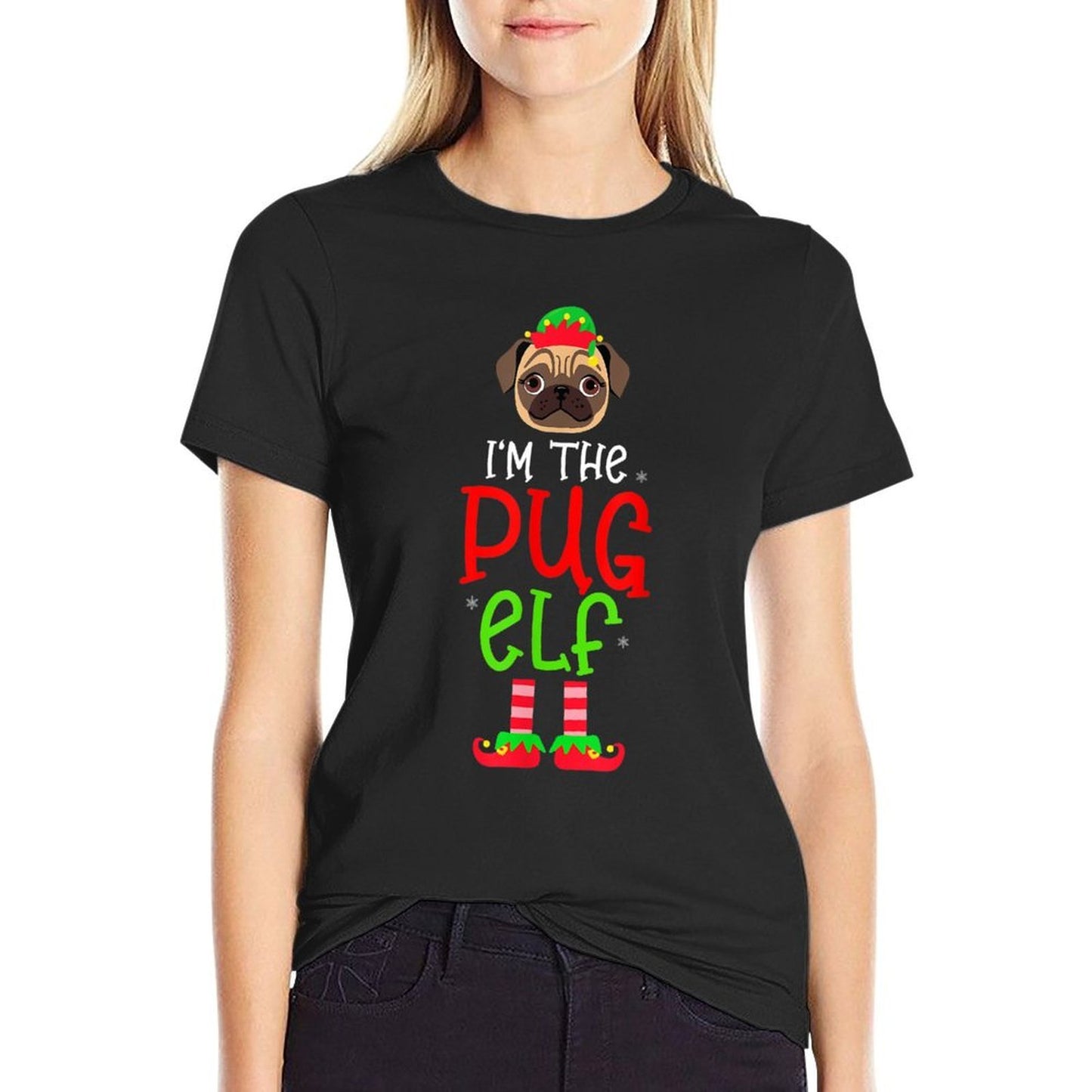 Christmas Im The Pug Elf Pet Dog Matching Family Group  Affordable Price T-Shirt