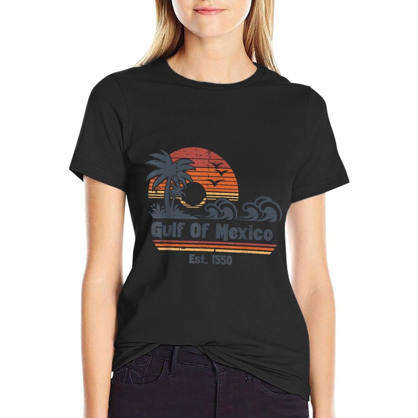 Gulf Mexico Est 1550 Beach Waves Retro Men Boys Kids Women  Classic T-Shirt